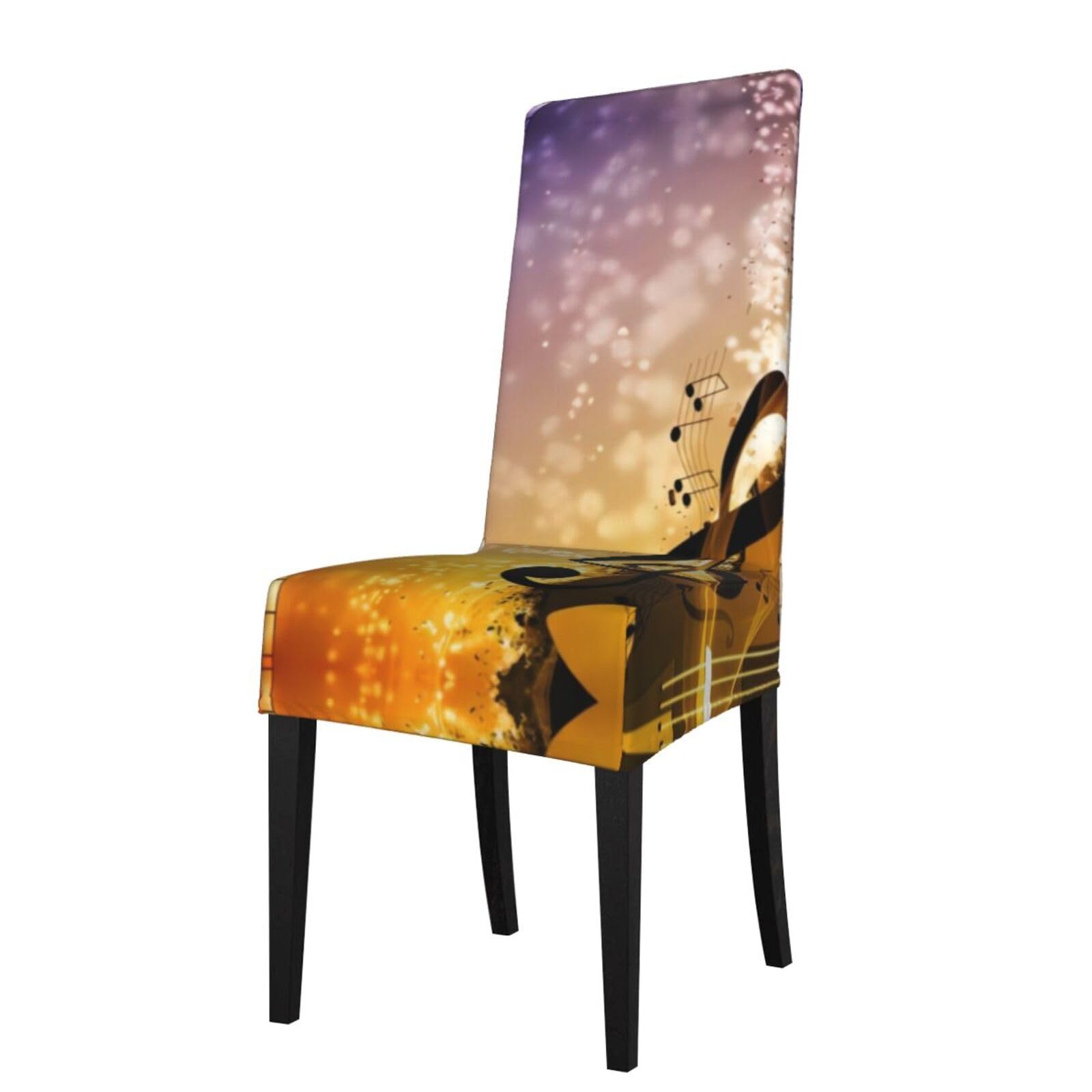 Yyhwhjde Black Piano Violin Music Notes Prints Protection Cover For Dining Chair – Stretch Slipcovers For A Fresh, Refreshed Dining Room Look!