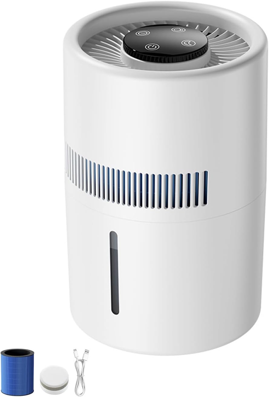 4L Fogless Evaporative Humidifier, Top Fill Cool Mist-Free Air Humidifier with Filter, Night Mode, 2 Speeds, USB Powered Quiet Humidifier for Bedroom Home Office