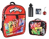 INTIMO Miraculous Tales of Ladybug & Cat Noir Characters 5 PC Backpack Lunchbox Icepack Water Bottle