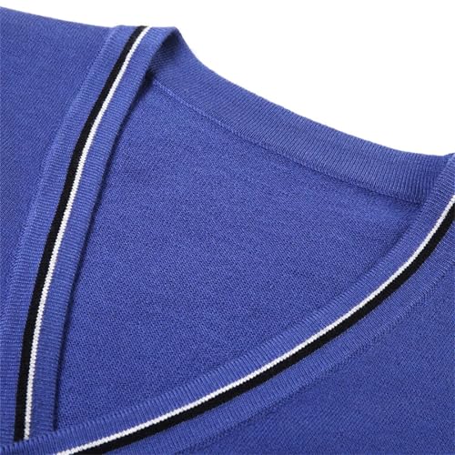 Men's Casual Sweater Vest Solid Color V-Neck Sleeveless Buttons Down Knitted Cardigan Sweater Vest4