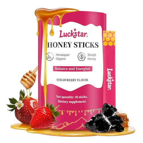Shilajit Honey Sticks for Women, Strawberry Honey sticks, Natural Energy & Vitality Booster with Shatavari & Saffron for Hormonal Balance, Focus & Stamina - 30 Sticks