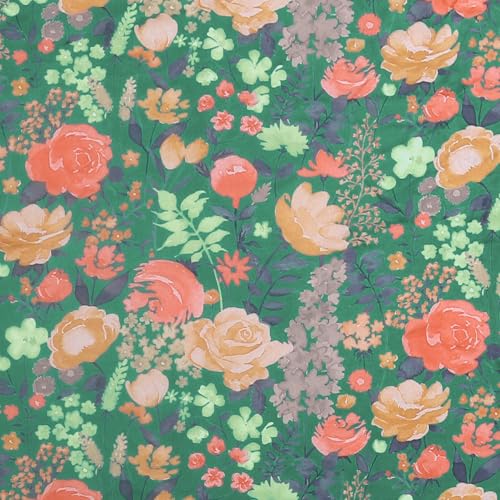 Image of Cloth Fusion Printed 100% Blackout Door Curtains 9 Feet Long Set of 2, Room Darkening Parda with Stainless Steel Grommets for Home Decor (9x4.5 Feet, Green Roses)