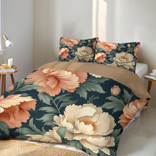 Housse de couette 240x260 microfibres douce zip pivoine 3D - 4