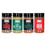 ROBS by Robegrill Kit Esencial (4 piezas) Sazonadores- Sal Carne Asada, Sazonador Limón Chiltepín, Rub Rojo y Sazonador...