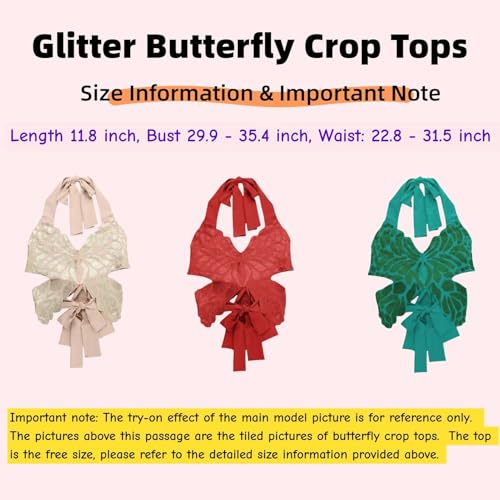 JUMISEE Women Sparkly Rhinestone Butterfly Crop Top Sexy Satin V Neck Bakless Lace Up Cami Tank Top for Rave Festival2
