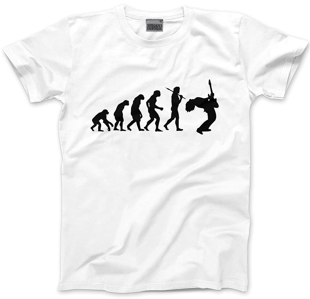 Hotscamp Men's White Evolution Of A Guitarist Unisex T-Shirt - Large