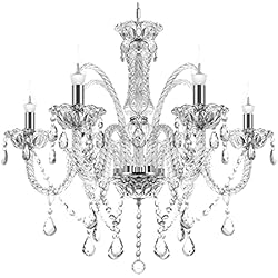 Lamparas Lagrimas Antiguas TRY-YEAN Lámparas de Araña de Transparente 6 Luces Moderna Lampara Cristal Colgante Lámparas Techo Lagrimas K9 Cristal Candelabro con Cadena Ajustable para Dormitorio, Salón, Comedor, Restaurante E14