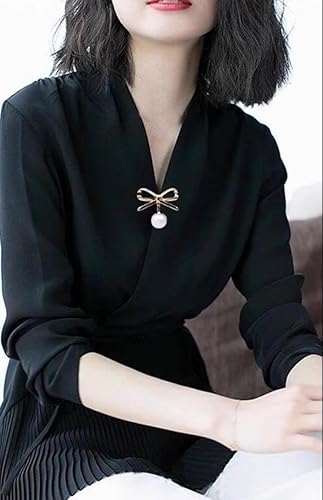 Miniatura 5 de Broche de perlas, broche de perlas, suéter, chal, pantalones de cintura, extensor, pasadores de seguridad, clip de doble imitación de diamantes de