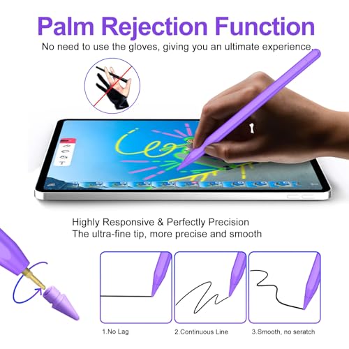 Image of Stylus Pen for iPad 2018-2026 with Palm Rejection, Apple Pencil for Pad11th /10th /9th /8th /7th /6th Gen, iPad Pro 11 /12.9 inch, New iPad Air 2026 11&13-inch(M3 /2) /5th /4th /3th Gen, iPad mini 6th /5th