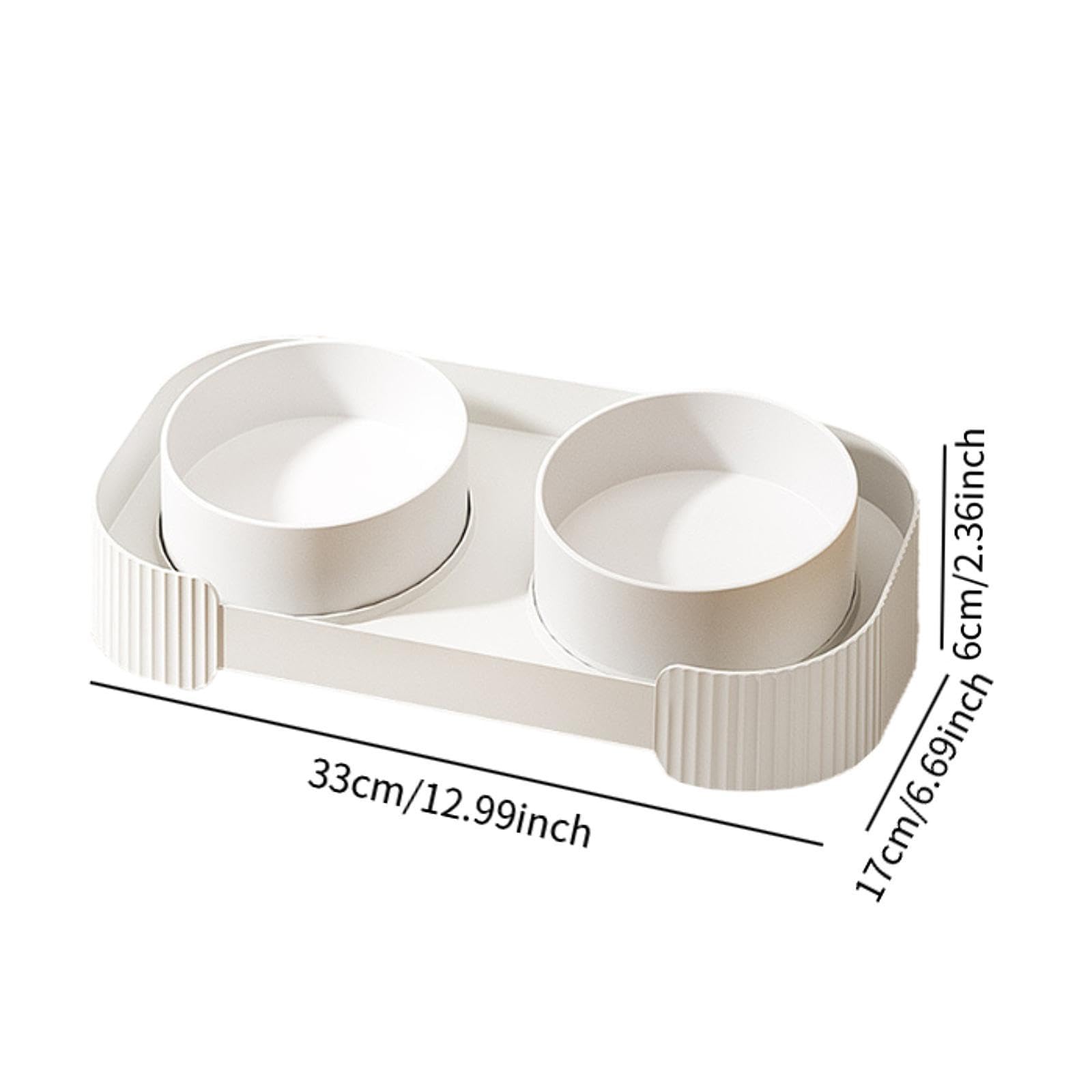 F Fityle Ciotole per Gatti in Ceramica Rialzate, Ciotola per l'alimentazione rialzata, Set di Ciotole per Cani Antiscivolo, Set di Ciotole Doppie per Cibo e, Bianco