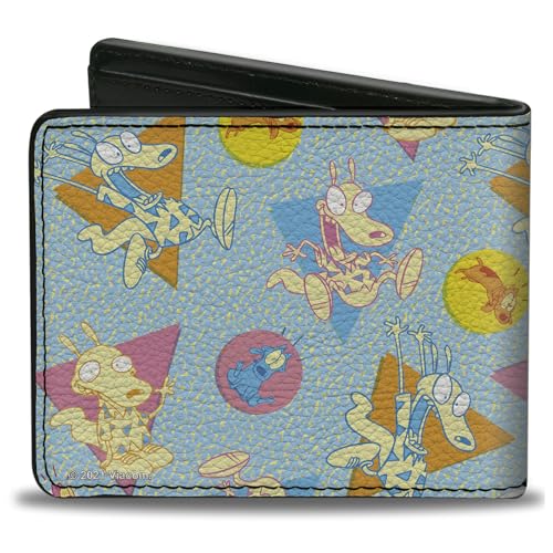 Buckle-Down Men's Wallet Bifold PU Modern Life Rocko and Spunky Expressions Multi Color, 4.0" x 3.5"2