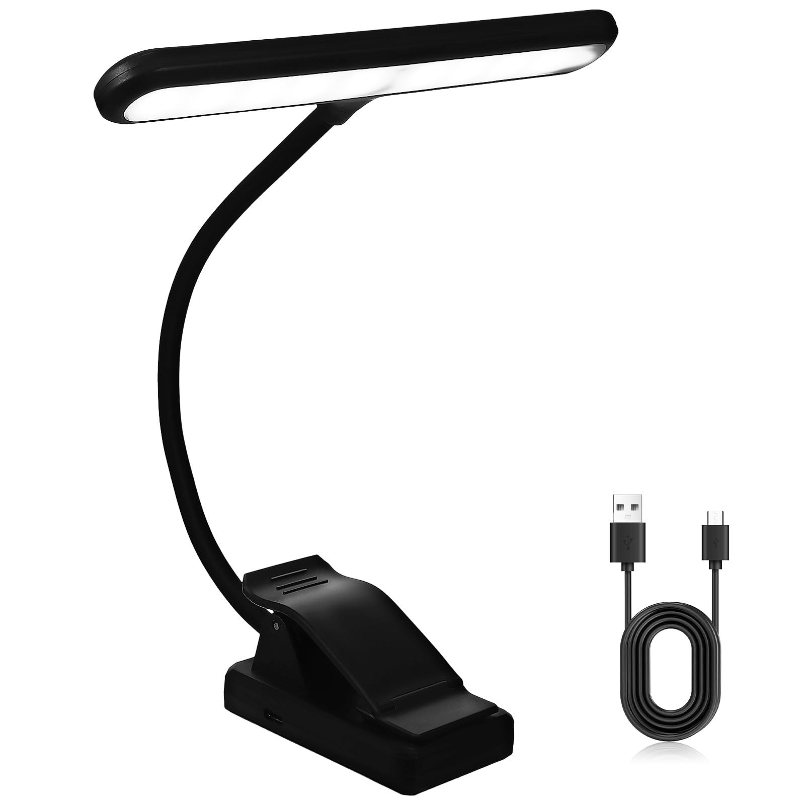 Lampada da Lettura Clip per Pianoforte e Leggio, Luce LED Ricaricabile 27 Luci Display Potenza e 6 Livelli, Adatta per Musicisti e Lettura Serale