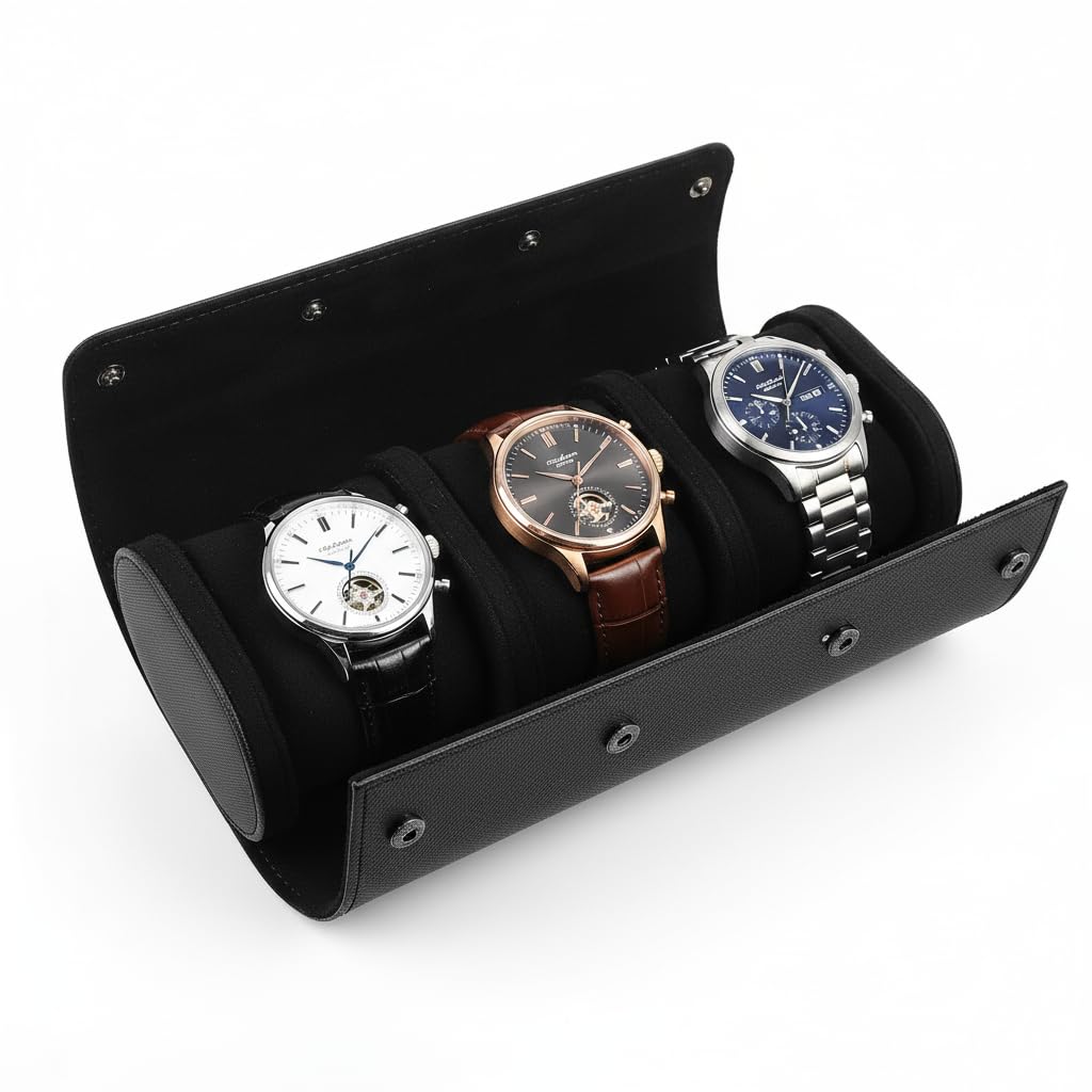 VILLCASE 1stück Runde Uhrenbox Aus Elastischem Pu Fächern Praktisches Reiseetui Für Uhren Und Schmuck Elegantes Design Für Zuhause Und Unterwegs Für Aufbewahrung Und Organisation Von