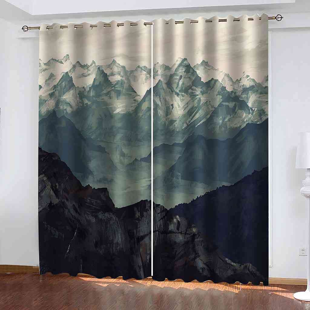 Rideaux isolants thermiques et phoniques paysage montagne 3D occultant pour chambre