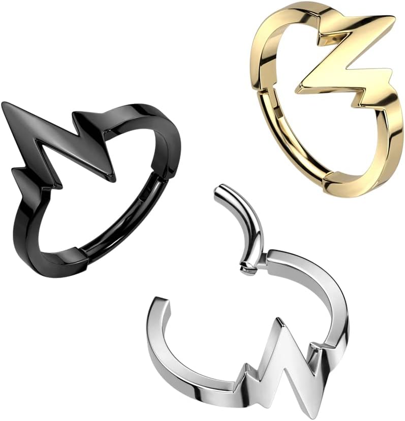 Pierced Owl 16GA 316L Stainless Steel Heartbeat Hinged Segment Clicker Ring - Image 3