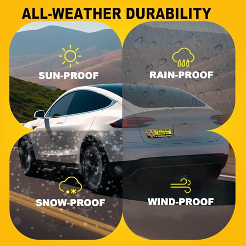 Image of NIMONA Student Driver Magnet for Car - Funny 2 Pack Please Be Patient Removable Magnetic Bumper Sticker Set - Reflective New Driver Safety Sign - Weather-Resistant - 10 x 4 inch (Student-1#)