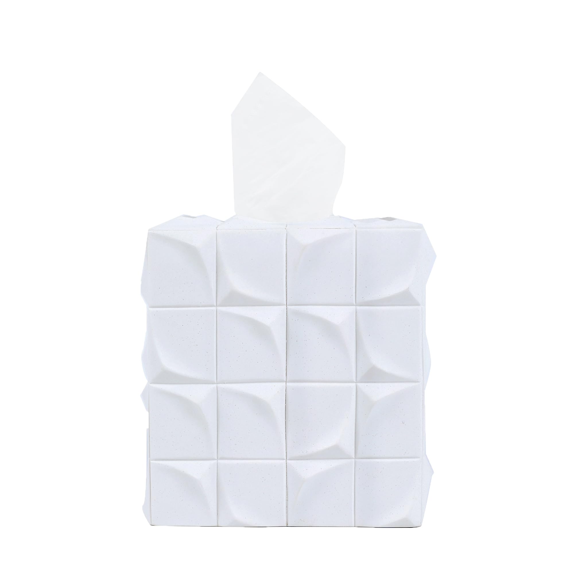 Hymmah Modern Square Tissue Box Cover Holder,Bathroom Accessories Decor Unique Design Tissue Box Cover for Bathroom Vanity Counter Tops Also Great for