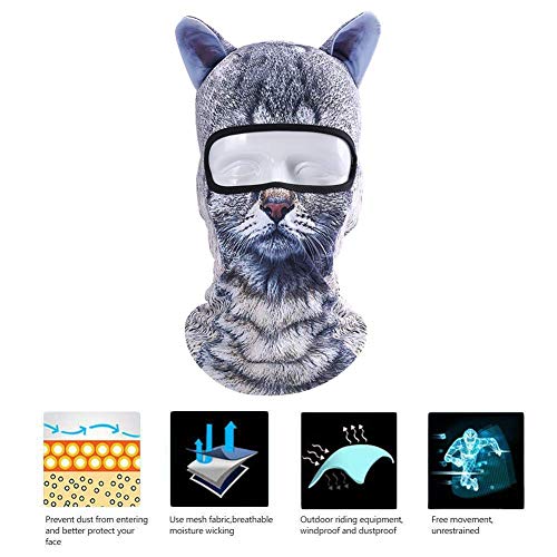 Image of Cat Balaclava,Dog Balaclava,Halloween Hat,Cute Full Face Hood Mask Animal Ski Mask for Hiking Riding Sports Outdoor