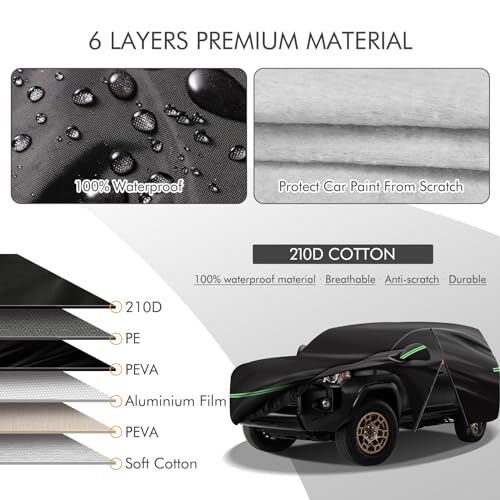 Image of for 2002-2023 Toyota 4runner Car Cover 210D Outdoor Waterproof UV Protection, with Cotton Layer, Zipper Door, Reflective Strip, Storage Bag, for 2002-2020 2021 2022 2023 4runner