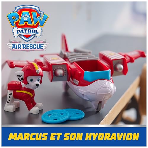 Paw Patrol - Pat Patrouille - Véhicule Figurine Marcus Air Rescue - Voiture Figurine À Collectionner - Projectiles Mission Voltige - Pat Patrouille Véhicule - Voiture Enfant - Jouet Enfant 3 Ans Et +