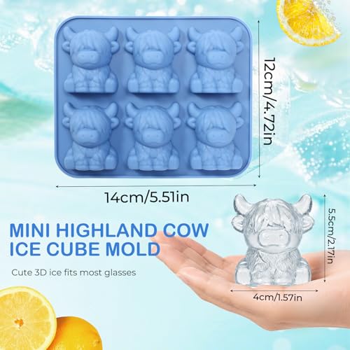 Molde para cubitos hielo vaca 3D silicona rosa miniatura 2