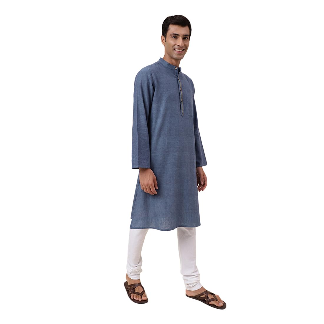 Fabindia Men's Cotton Woven Comfort Fit Kurta (1032009Blue_Blue