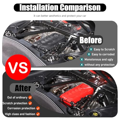 Image of for Corvette C8 Engine Cover Trim for Corvette C8 2020-2025 Stingray E-Ray Z51 Engine Bay Protection Panel Cover Trim Exterior C8 Corvette Accessories ABS (Sport Red)