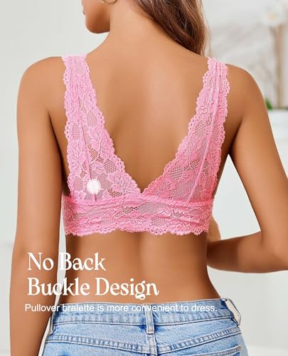 Image of Avidlove Bralettes for Women Lace Bra Non Padded Longline Bralette Deep V Triangle Sexy Everyday Lingerie Bras
