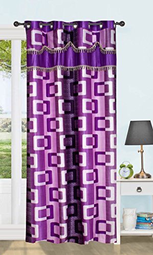 Image of K 2 6 -Creations1 Piece Polyester Box lace Bedroom Curtain for Window (4 x 5 Feet Purple)