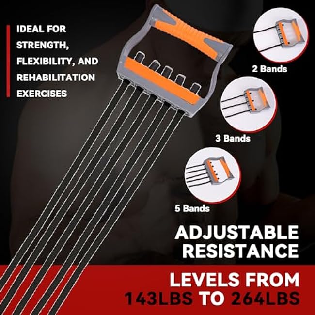 Chest Expander for Men Adjustable Forearm Strengthener with Removable Tubes Arm Trainer for Arm Chest Back Muscles Chest Upper Body Workout Equipment for Home Gym Fitness Muscle Training Exercise