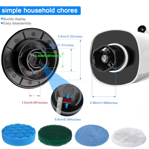 Image of Electric Spin Scrubber Replacement Brush Heads Set, 8 Pieces, Multiple Brushes for Bathroom,Kitchen,Glass, Leather, Car Cleaning