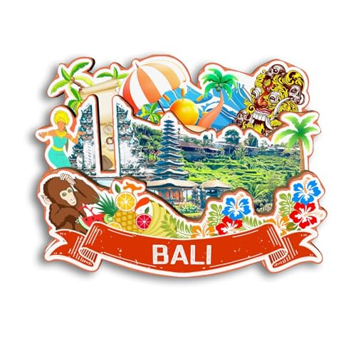 Quwsne Imán para nevera de Bali, Indonesia, imán para nevera, recuerdos de viaje de ciudad, regalos turísticos, monumentos clásicos 3D, hechos a mano, decoración del hogar, 1961