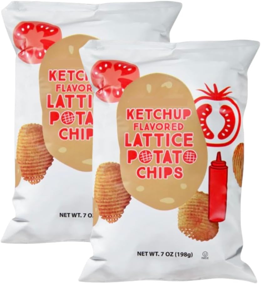 Ketchup Flavored Lattice Potato Chips 7 oz (198g) - 2 bags (2 PACK, Ketchup Flavored Lattice Potato Chips)