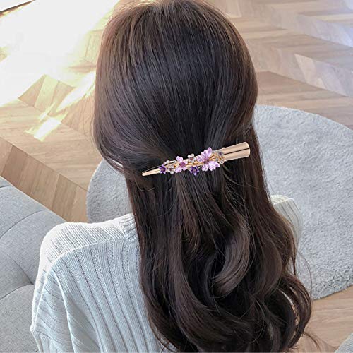 Lurrose Flor Grampos de Cabelo de Crocodilo Grampos de Bico de Pato Grandes Grampos de Cabelo Vintag