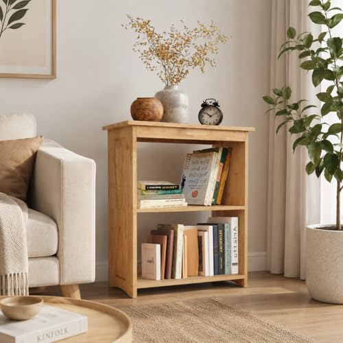 Image of Rustic Bedside Table with Storage Shelf, Wood End Table for Bedroom & Living Room, Narrow Farmhouse Side Table, Modern Nightstand for Bedroom, Living Room and Office (Natural)