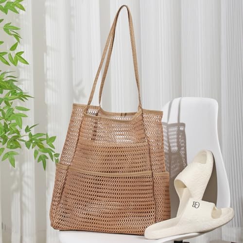 Mesh Beach Tote Bag for Women with Mini Pocket Foldable Pool Bag for Beach Vacation Swimming Travel Essentials4