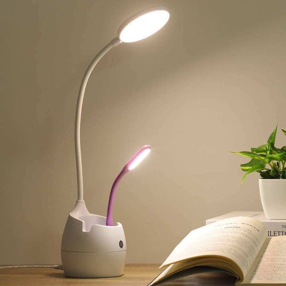 Lampka Biurkowa Lampka do Czytania Lampa Stołowa Ładowana Na Usb Z Lampami Do Przechowywania Długopisów Lampa Stołowa Led Touch Wąż Student Lampa Biurkowa LED Lampka na Biurko Lampa Biurkowa