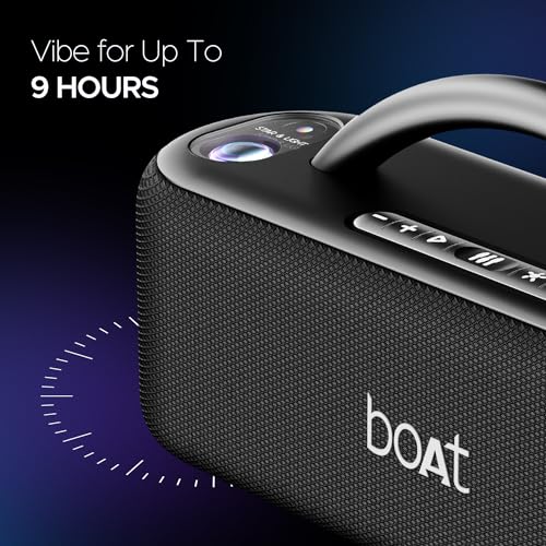 boAt Stone Lumos 60W Bluetooth Speaker w/ 7 LED Projection Modes, Hearables App Support, Dual EQs, Up to 9hrs of Playtime, TWS Feature, Built-in Mic, BT v5.3(Midnight Black) 5