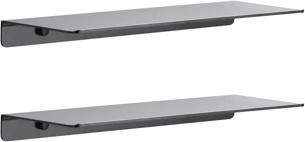 Modern Floating Shelf Wall Mounted Heavy Duty for Living Room Bedroom Bathroom, 23.6 Inch, Black, 2 Pack