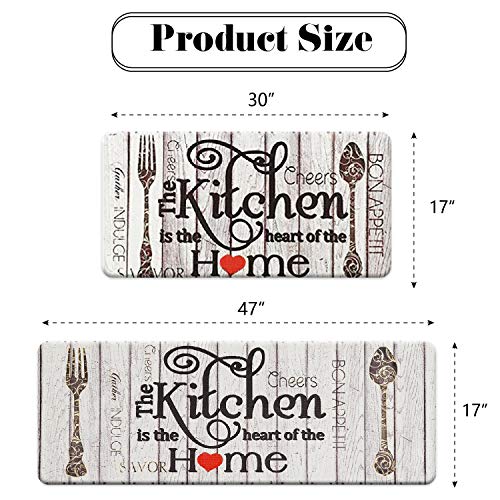 FRESHMINT Farmhouse Kitchen Mats Sets 2 Piece Cushioned Anti-Fatigue Comfort Mat for Home & Office Ergonomically Engineered Memory Foam Kitchen Rug Waterproof Non-Skid, 30" by 17" + 47" by 17",Home - Image 2