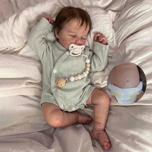 Zero Pam 50 CM Muñecas de Bebé Reborn Realistas Niña Silicona Cuerpo Completo Muñecas de Bebé Recién Nacido Ojos Cerrados con Cabello Vinilo Extremidades Completas Lavables