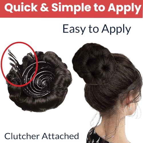 Image of TEMPERIA Hair Buns for Women - Juda Accessories For Women - Hair Buns Clip - Artificial False Fake Hair Donuts Bun Maker Extension - Brown - Pack of 1