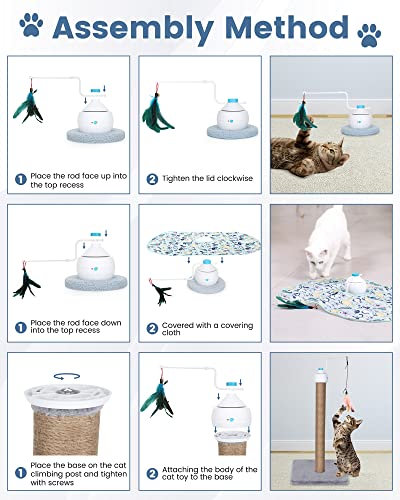 Happy Hachi Automatic Interactive Cat Toys, 3-In-1 Electronic Exercise Cat Feather Toys Smart Interactive Cat Toys For Indoor Cats Kitten Hide And Seek Game & Chase Game #TOP6