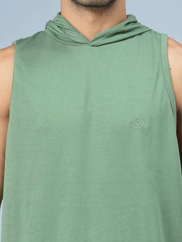Image of CHKOKKO Sleeveless Hooded T Shirts Gym Vest for Men Workout Solid Premium Cotton Blend Tank Top for Man Running Vest Sando Gym Wear Lightweight Breathable Casual Summer Wear Boys