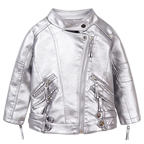 Mud Kingdom Little Boys Girls Motorcycle Jacket Collared Faux Leather