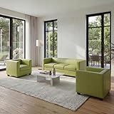 Telaio robusto Mendler Salotto componibile Lounge Moderno Elegante Lille M65 Composizione 3-1-1 - Ecopelle Verde