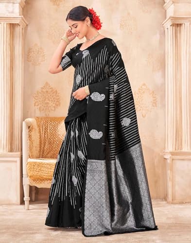 Image of SIRIL Women's Banarasi Soft Silk Saree Pure Silk with Unstitched Blouse Piece