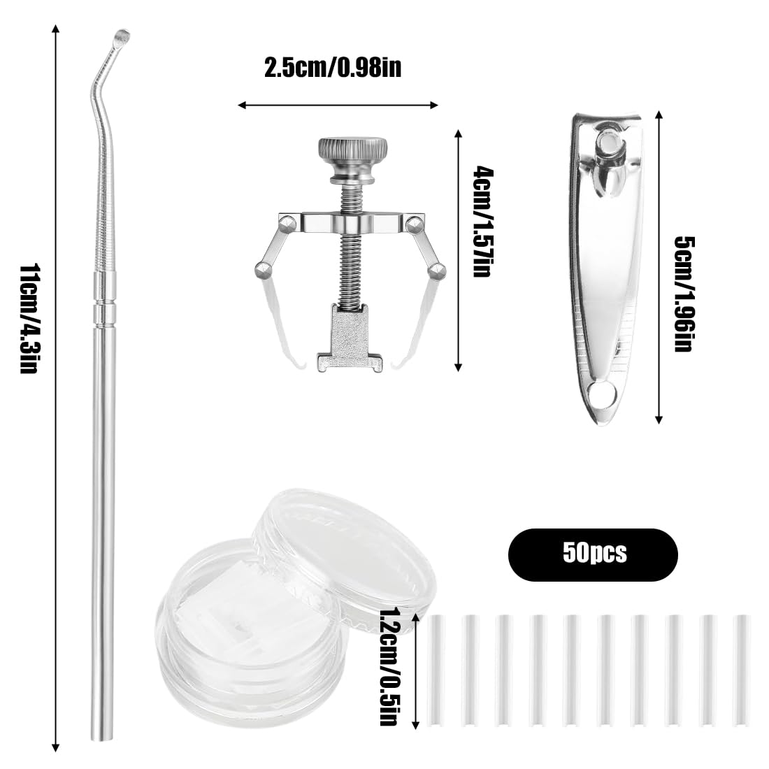50 tiras alisadoras de uñas indoloras + corrector de uñas encarnadas, kit corrector de uñas encarnadas, levanta uñas, kit de herramientas para uñas fácil de usar