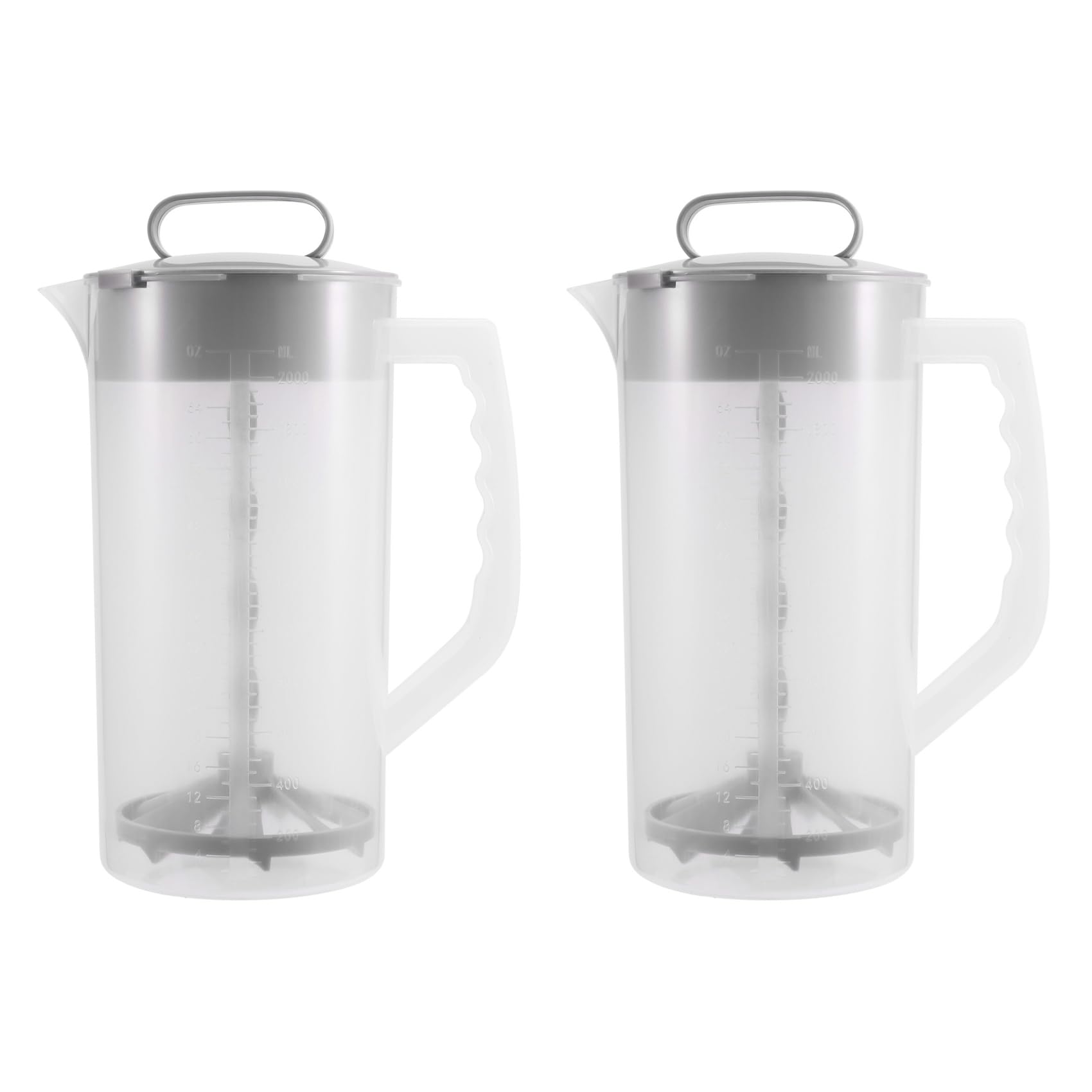 Hndhbfgrt 2X Mixing Pitcher for Drinks,2 Quart/64oz Plastic Water Pitcher with Lid,Easy-Mix Juice Container,Angled Plastic Blades