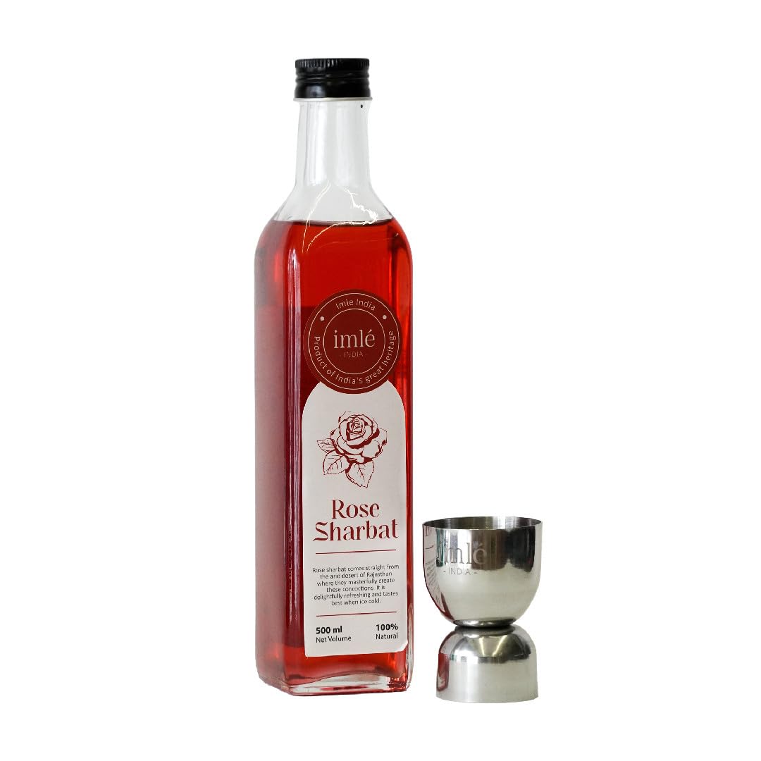 imle Rose Sharbat & Peg Measure | Natural rose syrup with premium taste | Keeps your heart & body soulful | WineDine Pack (500 ML) with Peg Measure(30/60 ML)-image-38